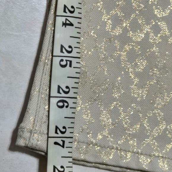 Chico's Platinum Gold Geometric Print Stretch Straight High Waist Jeans Size 6 - Picture 9 of 16